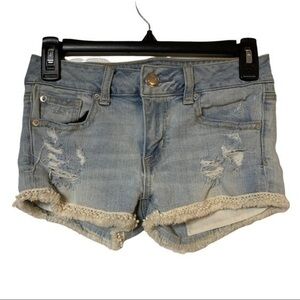 AEO Fringe “shortie” Denim Shorts ➖